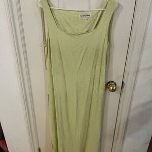 Casual Corner Light Green Maxi Dress lime green gingham